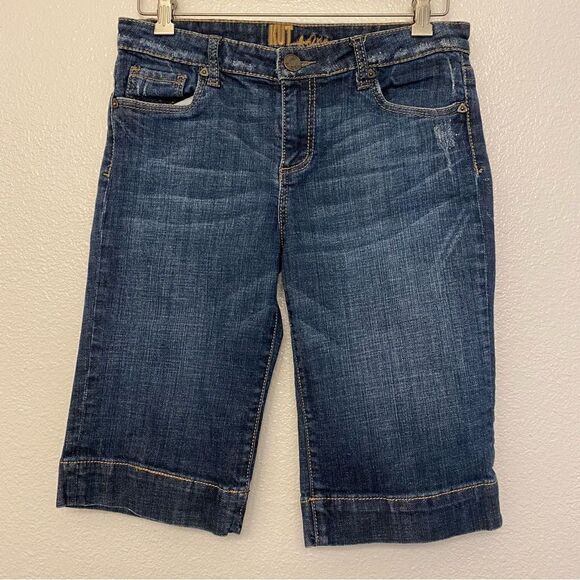 KUT from the Kloth Bermuda long Jean denim dark Wash mid rise Shorts 8 - Picture 2 of 8